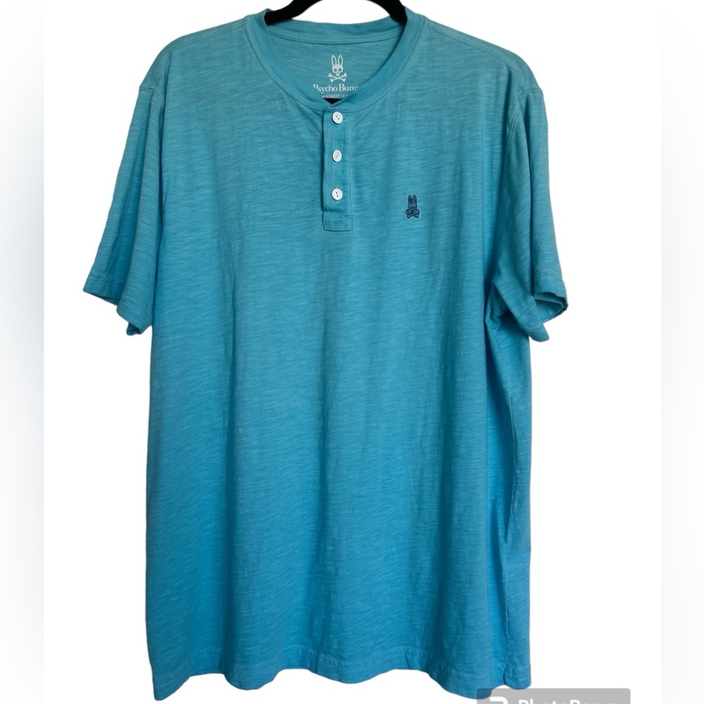 Psycho Bunny Henley Shirt Mens 6 Blue Button Casual Logo Robert Godley